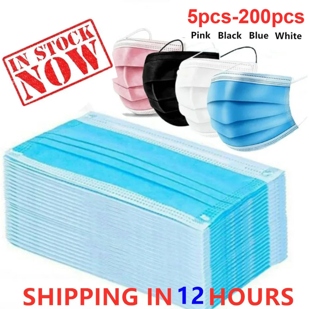 Mouth Masks 3-layer Anti-Dust Disposable Mascarillas Non Woven Meltblown Cloth Masks Elastic Ear Loop Face Mask Purest Peak